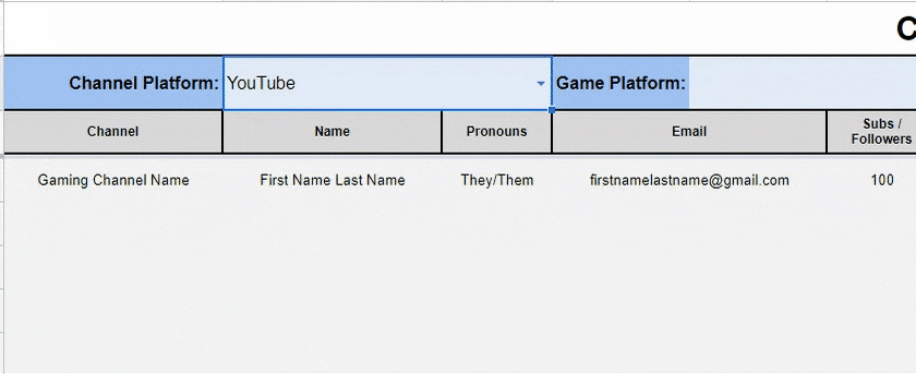 Contact database game's outreach example.